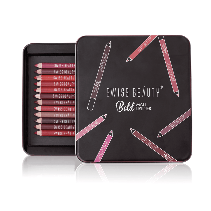 Swiss Beauty Bold Matt Lip Liner | Set of 12 | Long-lasting |Matte Finish | Non-drying, 15gm