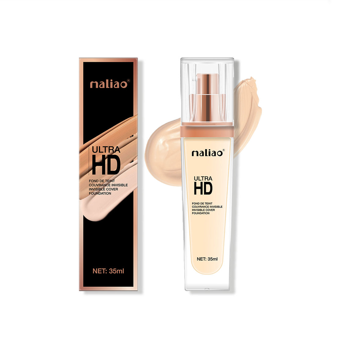 Maliao Ultra HD Foundation: High-Definition Coverage, Natural Finish, Lightweight Formula | Shade Natural Beige