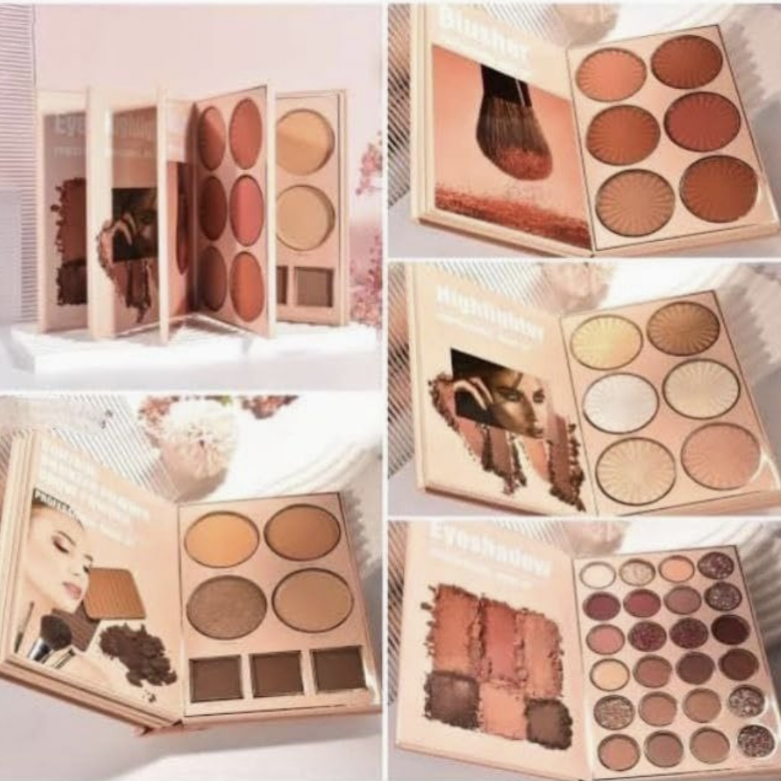 Makeup Book 3 Pages Eyeshadow Highlighter Blusher