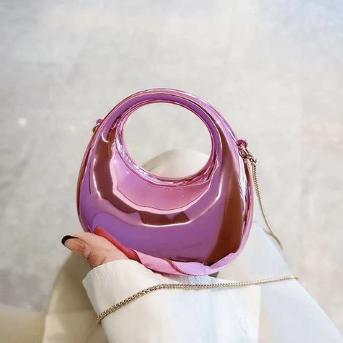 Luxury Metallic Acrylic Clutch -Pink