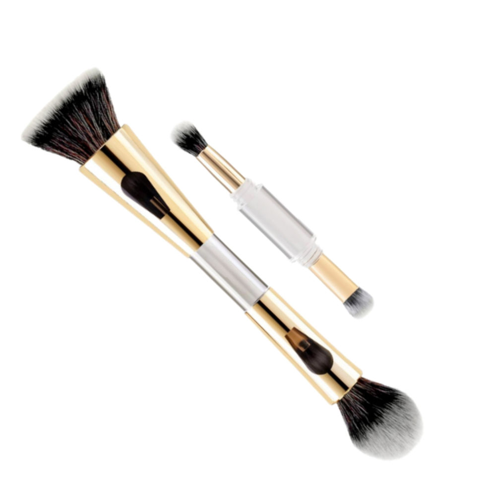 4 in 1 Travel Brush With Foundation Brush, Powder Brush, Eyeshadow Blending Brush & Flat Brush
