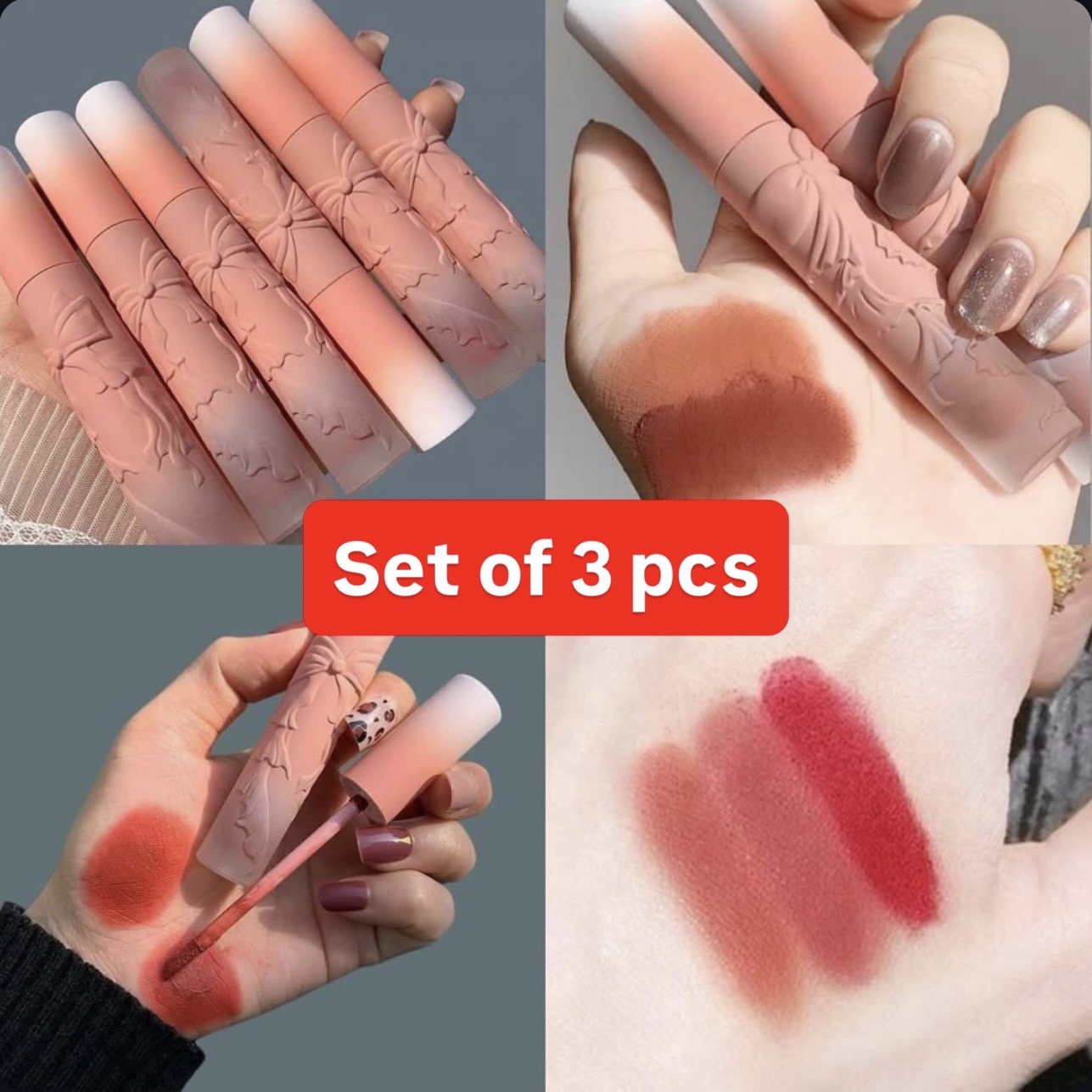 Korean Moose Lip Mud | Set of 3 | Velvet Texture Stay 16hrs