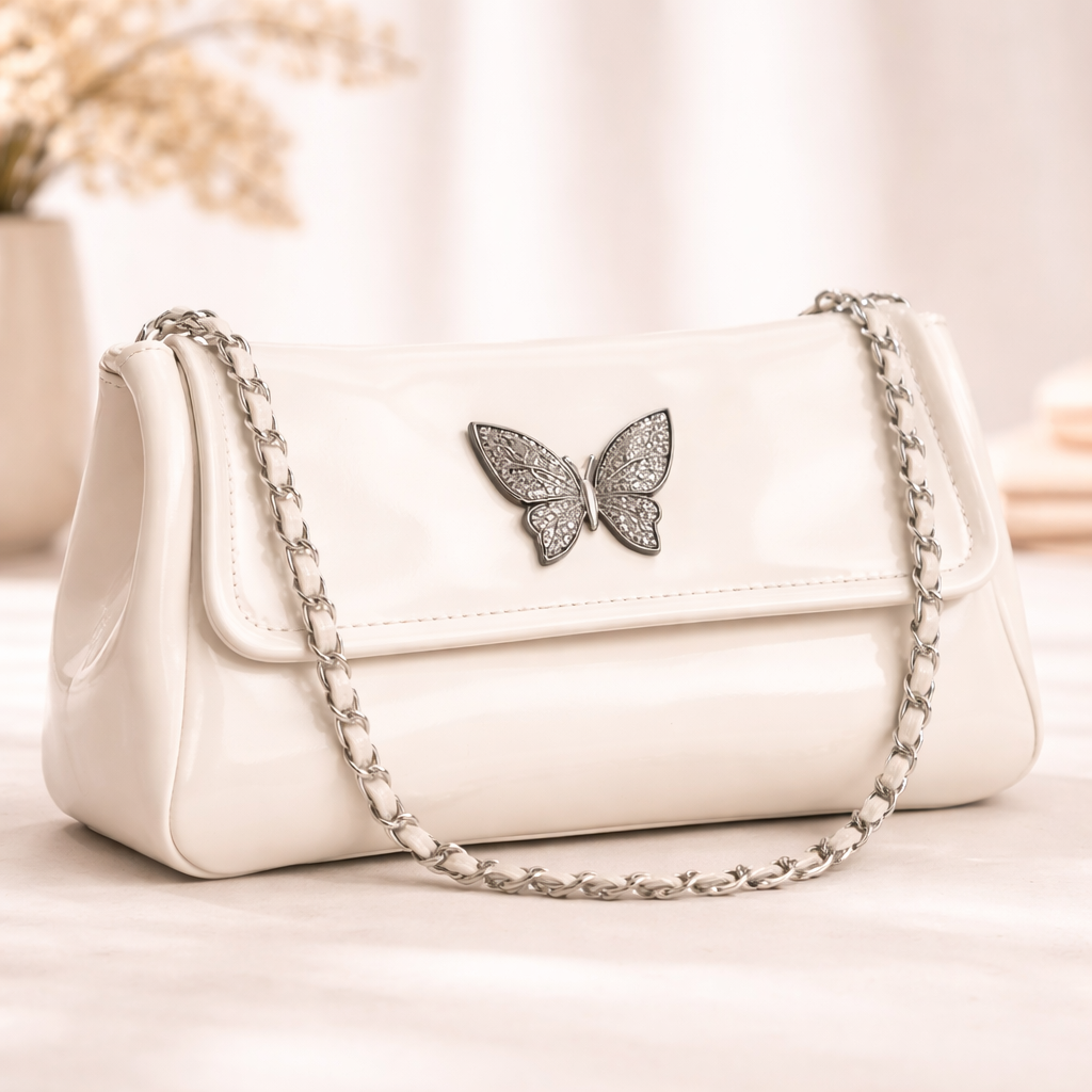 Korean Soft Girl Butterfly Bag- Vanilla