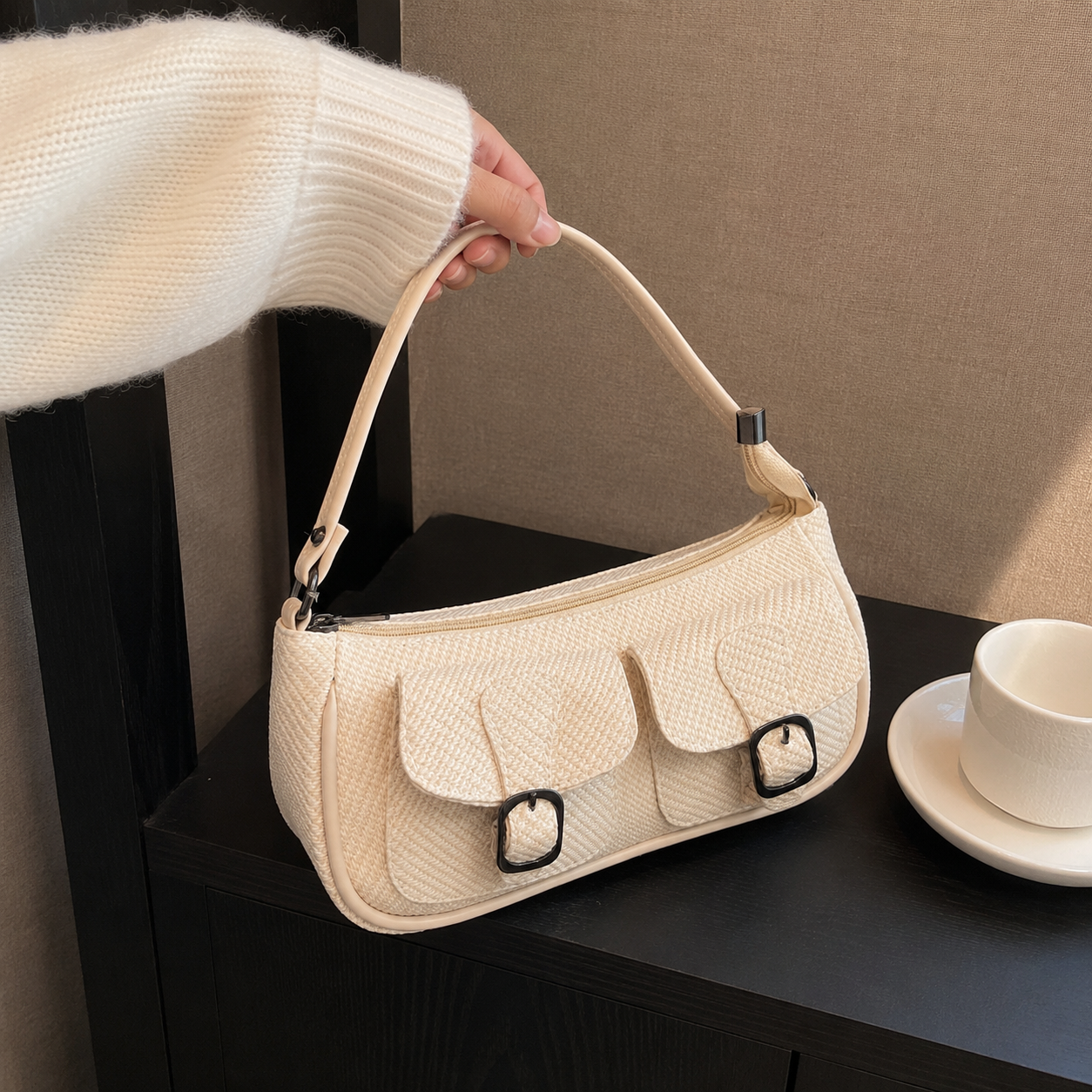 Korean Coquette Cream Shoulder Bag