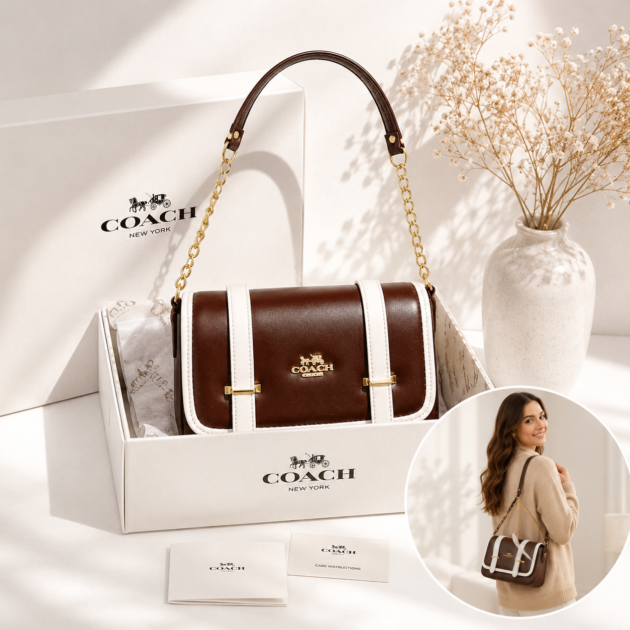 Coach Inspired Bistro Two-Tone Bag Woody