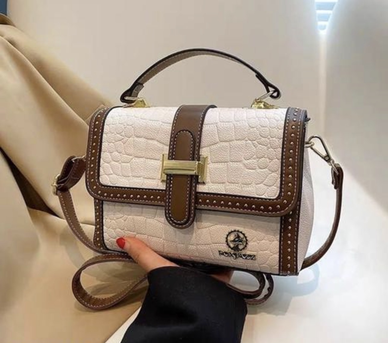 Korean white Royal Croco Satchel sling bag