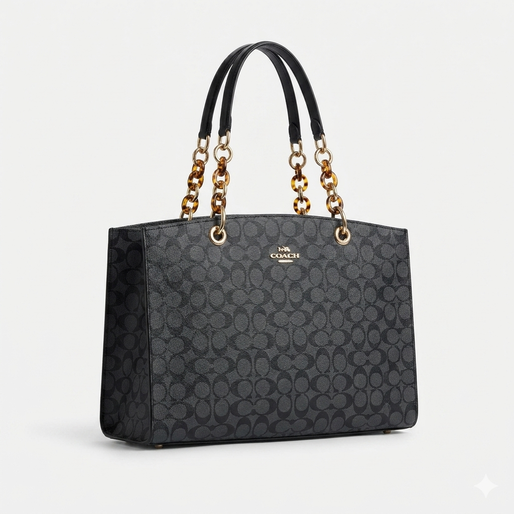 Coach Amber Chain Shoulder Bag And Tote Royal Black