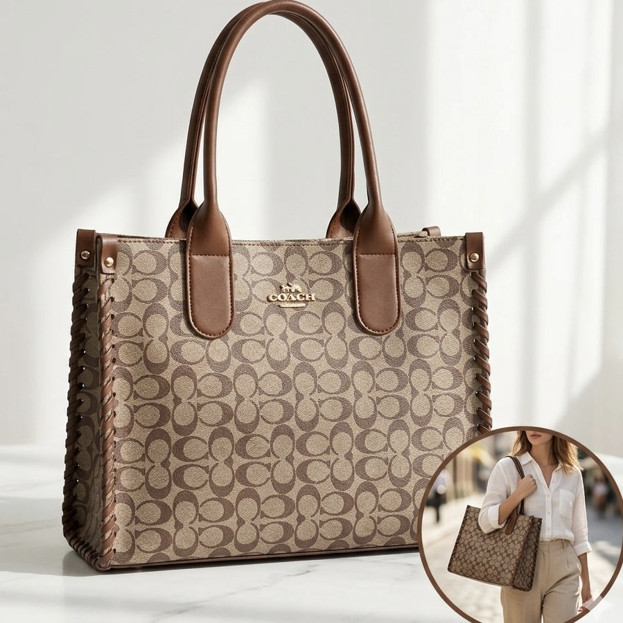 Coach Inspired Signature Braided Totebag
