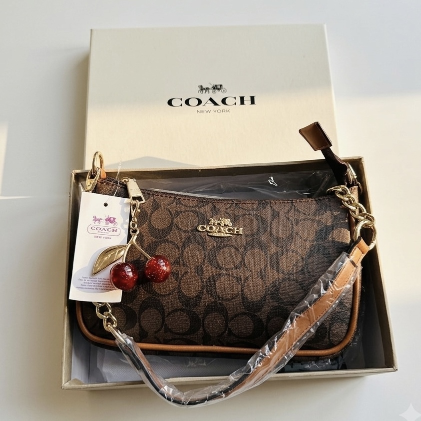 Coach Teri Shoulder Bag With Cherry Charm And Box