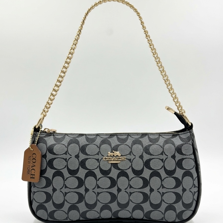 Coach inspired Signature Black Shoulder Bag